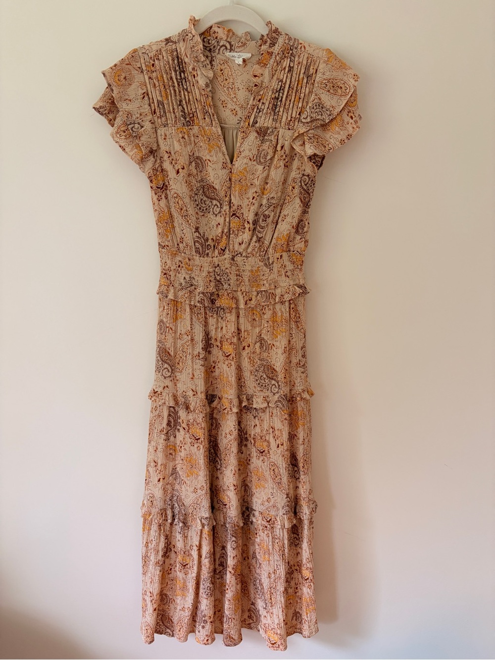 By the River Floral Paisley Tiered Midi Dress
